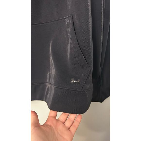 Under Armour Fleece Mirage Mock Neck Pullover Sweatshirt Black Shimmer Women XL - Picture 4 of 7